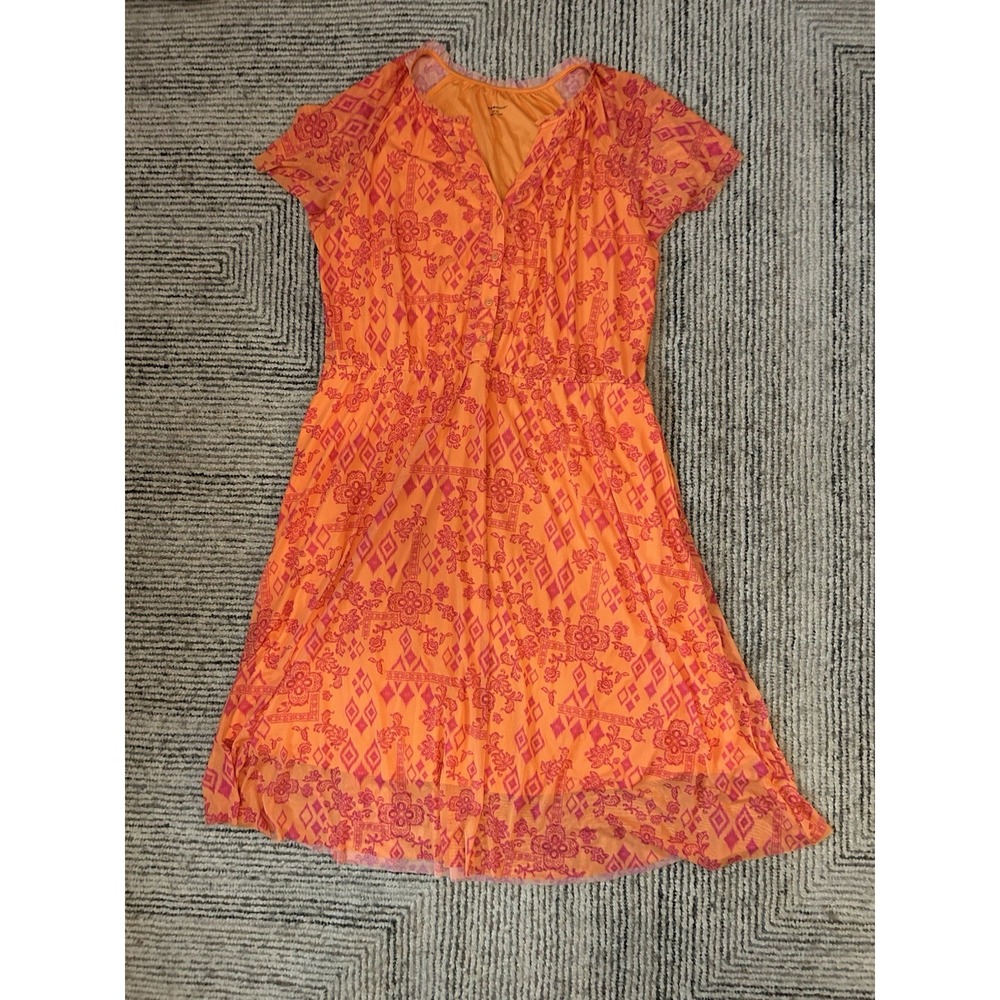 Canyon Retreat Midi Dress Orange Pink Long Boho Mesh Garden Party Size XL Raglan